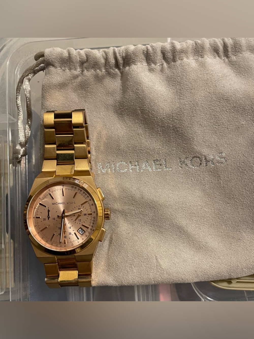 Michael Kors Gold-Tone Men's Chronograph Watch with Rose Gold Dial